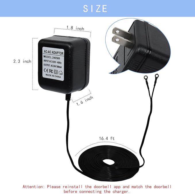 24V 500mA Video Doorbell Power Adapter Compatible - Image 5