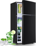 2.4 Cu.Ft Small Refrigerator with Freezer Mini Fridge Removable Plastic Shelves Ideal for Apartment,Dormitory Black by DEMULLER