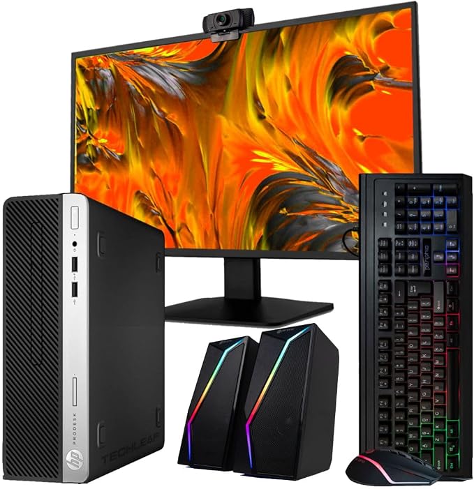 HP Windows 11 Desktop Computer | 16GB RAM + 500GB SSD | Intel i5 | 16GB RAM + 500GB SSD | 24" LCD | WiFi 6 AX200 + BT | RGB Keyboard/Mouse + Speakers | Webcam | Home or Office PC (Renewed) | SFF Desktop Computer PC, WiFi 6 AX200, BT, ARGB,Windows 11 Pr... by Amazon+Renewed