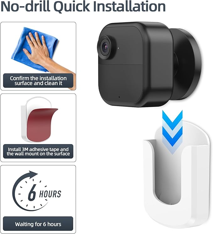 3 Pack Blink Camera No Drilling No Screws Wall Mount Bracket, Adhesive Blink - Image 5