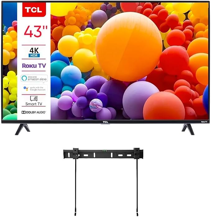 TCL 43-Inch Class 4-Series 4K 2160P LED Smart Roku TV Dual-Band WiFi Works with Siri Alexa and Hey Google (Renewed) by Amazon+Renewed