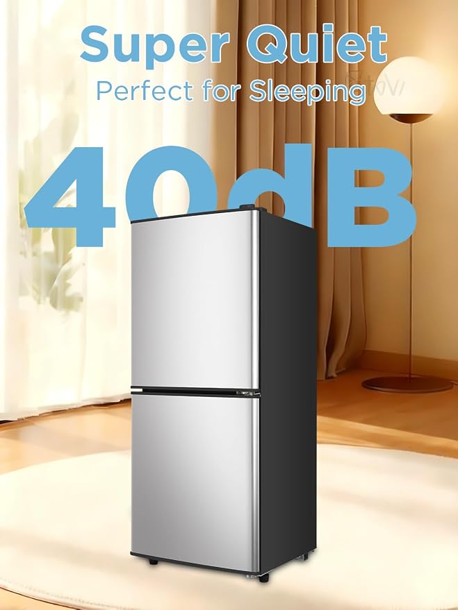 F.W.WOOLWORTHS 4.0 Cu.Ft Refrigerator with Freezer | Compact Fridge with 2 Doors for Office, Kitchen, Dorm and Bedroom, 7 Level Temp Adjustable Thermostat, Silver - Image 6