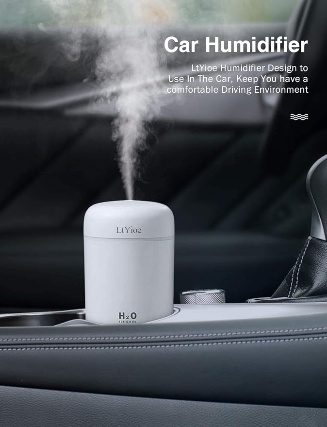 Colorful Cool Mini Humidifier, USB Personal Desktop Humidifier for Car, Office Room, Bedroom,etc. Auto Shut-Off, 2 Mist Modes, Super Quiet. (White) - Image 4
