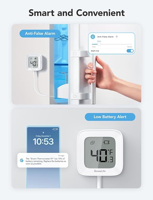 GoveeLife Freezer Thermometer Alarm, Smart Bluetooth Temperature Monitor Sensor - Image 5