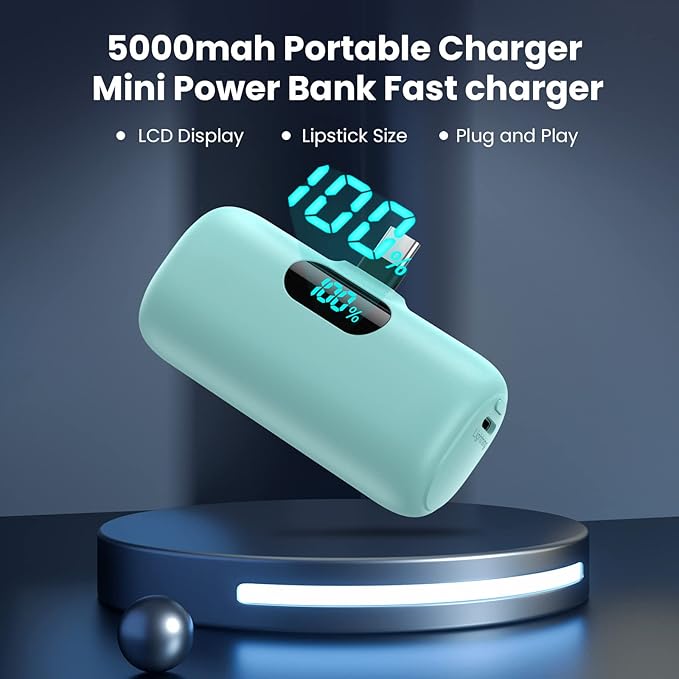Feob Mini Portable Charger 5000mAh Power Bank,15W PD USB C Cell Phone Portable Power,LCD Display Battery Pack Compatible with iPhone 17/Air/17 Pro/17Pro Max/16/15 Android/Samsung/Moto(Type-C Only) - Image 6