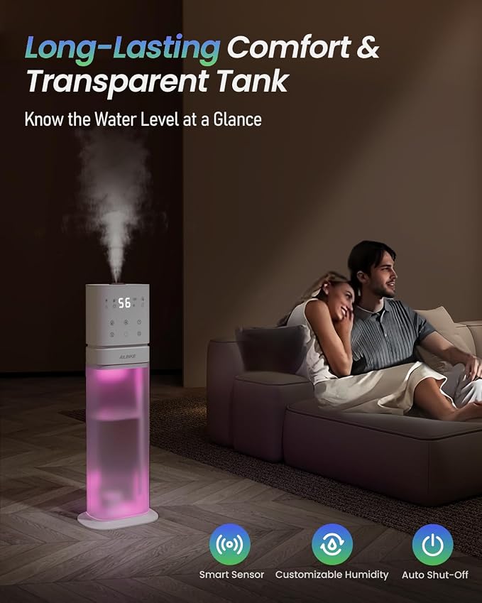 Smart Humidifier Large Room, 2.1Gal/8L Humidifiers for Bedroom with Extended Tube&Night Light, Whole House Cool Mist Humidifiers, WIFI App&Voice Control, School/Office/Warehouse, White - Image 8