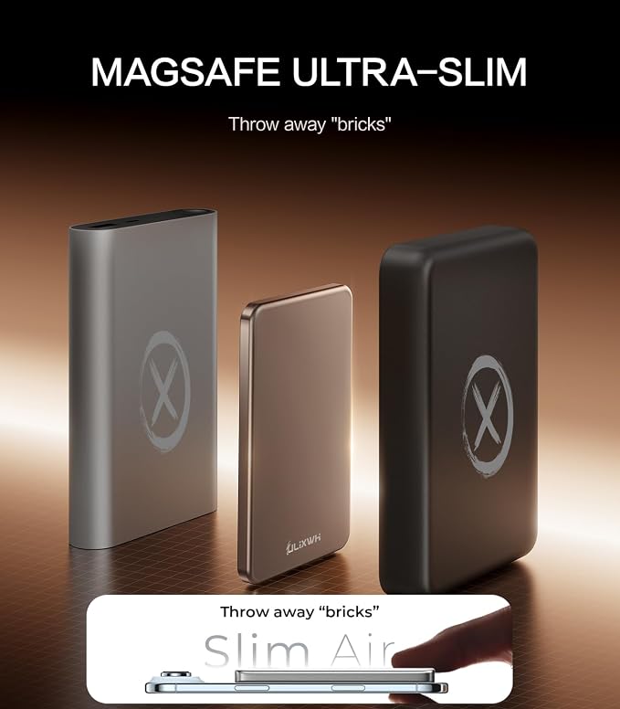 [0.3" Ultra Slim] [Alloy-Made] ULiXWH Magsafe Portable Charger for iPhone, 2026 Upgrade 5000mAh Fast Charging Magnetic Power Bank, Wireless Battery Pack for iPhone 17 Air 16 15 Pro Max 14, Desert Gold - Image 2