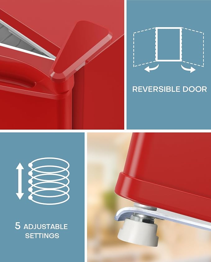 Upstreman 1.7 Cu.ft Mini Fridge with Freezer, Red-FR17 | Dorm Essentials, Adjustable Thermostat, Energy Saving, Low Noise, Compact Refrigerator for Dorm, Office, Bedroom - Image 6