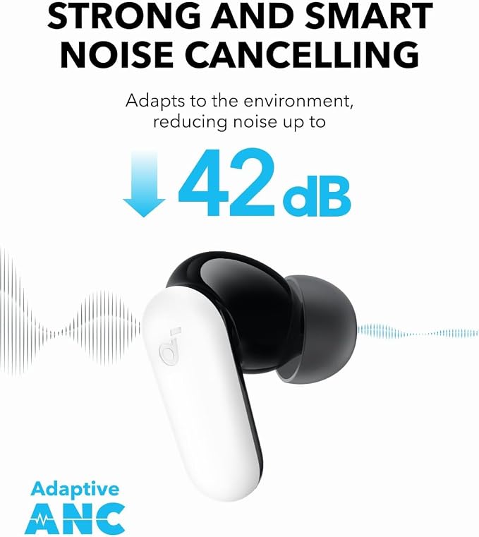 Soundcore P30i by Anker Noise Cancelling Earbuds, Hands-Free Viewing | Strong and Smart Noise Cancelling, Powerful Bass, 45H Playtime, 2-in-1 Case and Phone Stand, IP54, Bluetooth 5.4 - Image 3