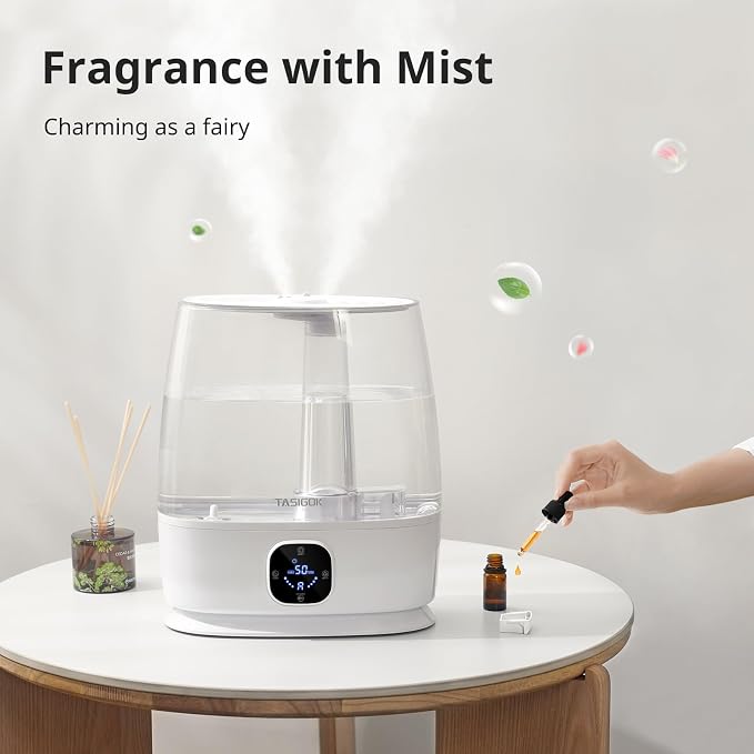 Humidifiers for Bedroom Home, 6L Cool and Warm Mist Air Humidifier for Large Room Baby Nursery, 50H Easy Clean and Top Fill, Quiet with Ultrasonic, Essential Oils, Auto Mode, for House, Plants - Image 8