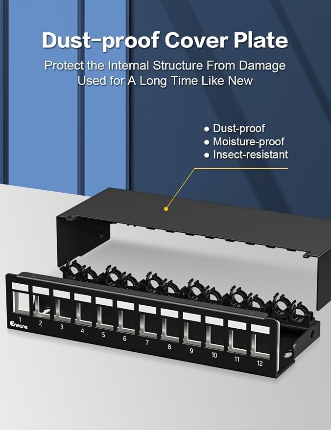Patch Panel 12 Port Blank Keystone Patch Panel STP&UTP Compatible - Image 5