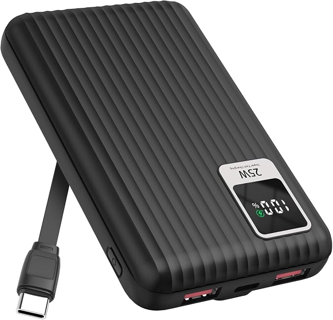 25W Super Fast Charging Portable Charger Power Bank with Built in Cable, 10000mAh Slim USB C Power Bank for Samsung Galaxy S26 Ultra/S26/S26+/S25 Ultra/S25/S24 Ultra/S24/S23 Ultra/S22 Ultra/Note 20 by Unknown