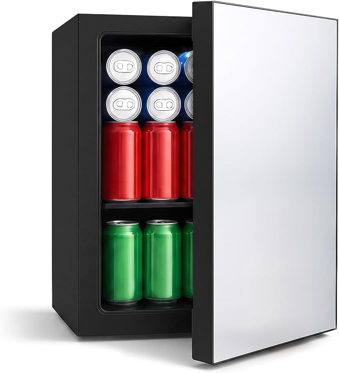 DOGHLY 0.95 Cu.Ft Mini Fridge Mirror Door, 24 Cans Beverage Refrigerator | Beauty Skincare Fridge with Temperature Control, Removable Shelf, Small Makeup Cooler for Bedroom, Dorm, Office by DOGHLY