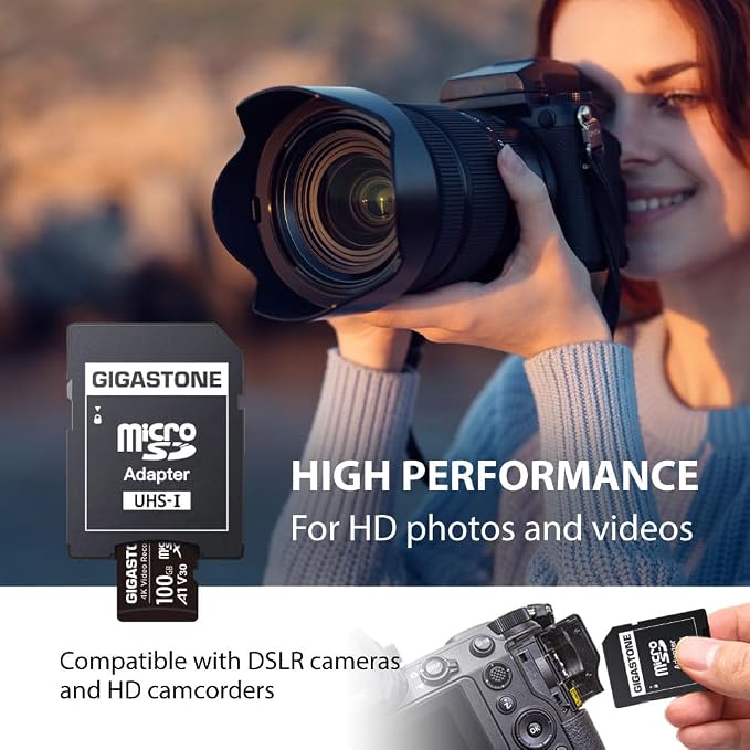 GIGASTONE 100GB Micro SD Card, A1 V30 4K Video Recording, Compatible - Image 2