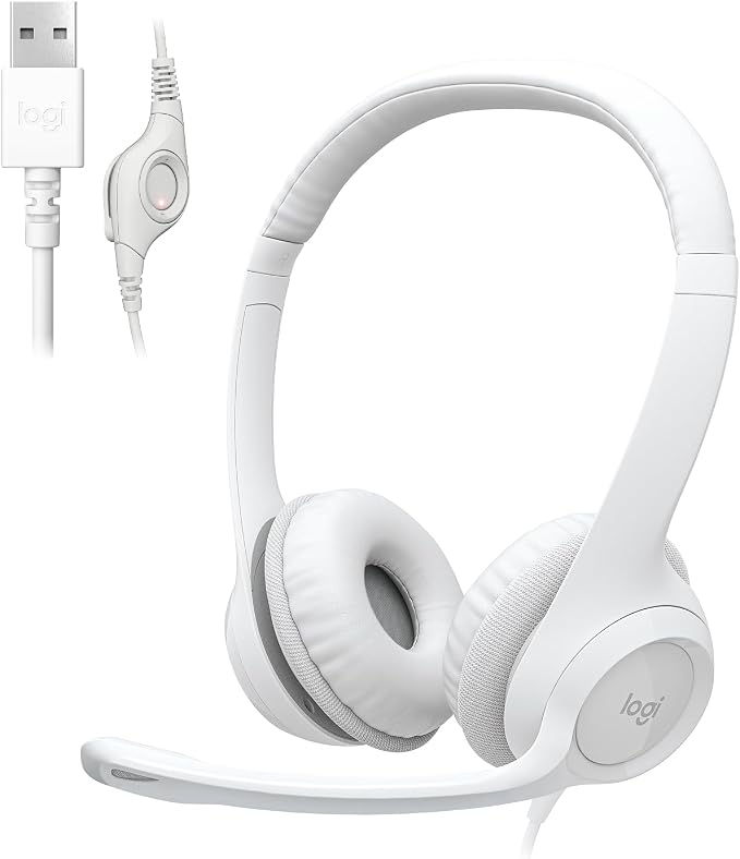 Logitech H390 Wired Headset PC/Laptop Stereo Headphones - Off White | Stereo Headphones for PC/Laptop, USB-A, In-Line Controls, Works with Chromebook by Unknown