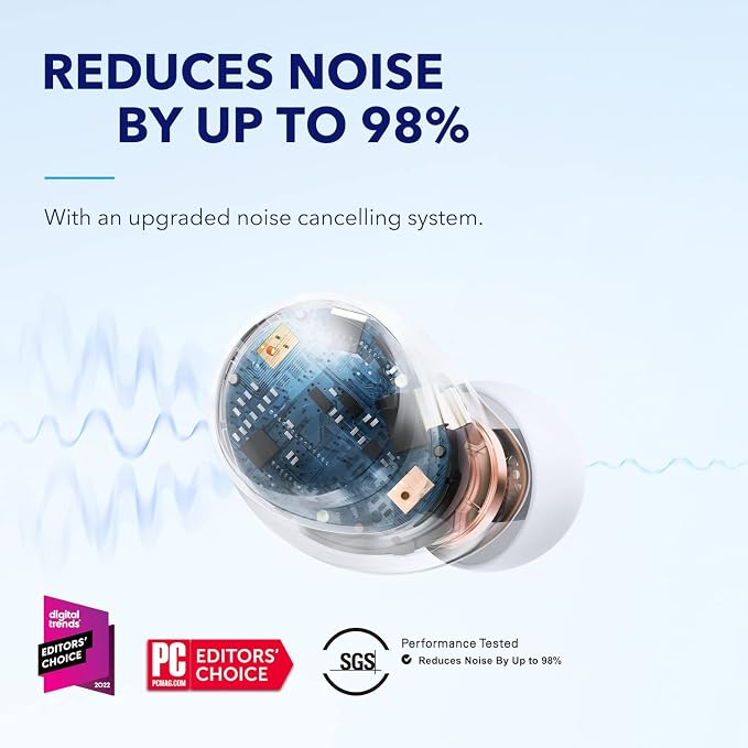 Soundcore by Anker Space A40 Adaptive Active Noise Cancelling Earbuds | Reduce Noise by Up to 98%, Ultra Long 50H Playtime, 10H Single Playtime, Hi-Res Sound, Comfortable Fit, Wireless Charge - Image 2