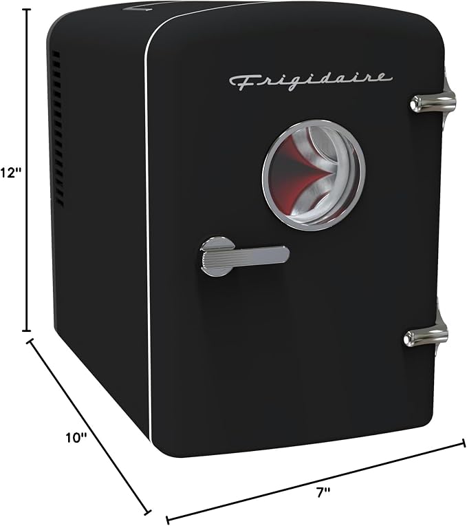 Frigidaire Retro 9-Can Mini Personal Fridge Portable Cooler, 11.8" D x 7.1" W x 10.1" H, Black - Image 4
