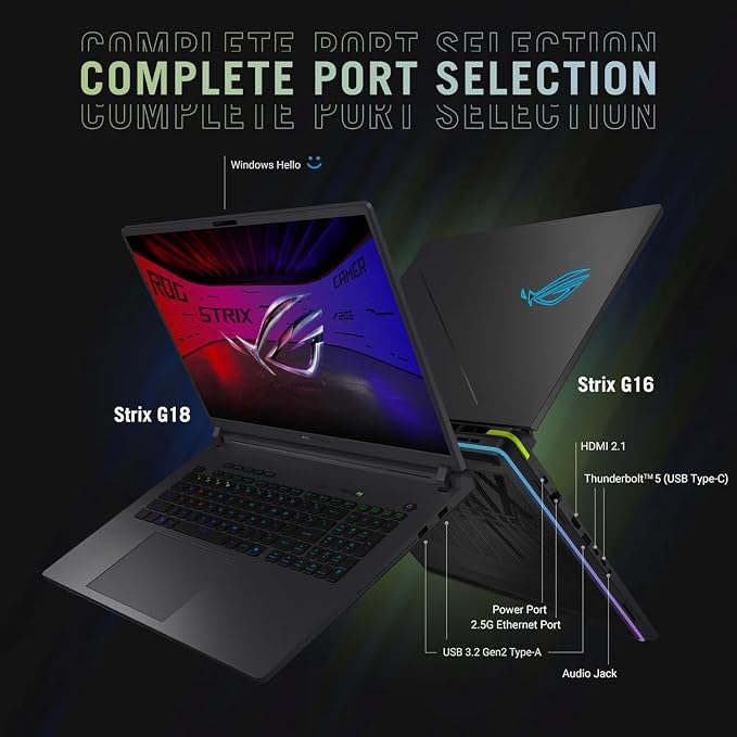 ASUS ROG Strix G18 (2025) Gaming Laptop, NVIDIA RTX 5080 16GB GDDR7, Intel Ultra 9 275HX(Up to 5.4GHz), 18" 240Hz 2.5K Premium Rog Nebula Display, WiFi 7, 32 GB DDR5 RAM, 2 TB SSD, Windows 11 Pro - Image 8