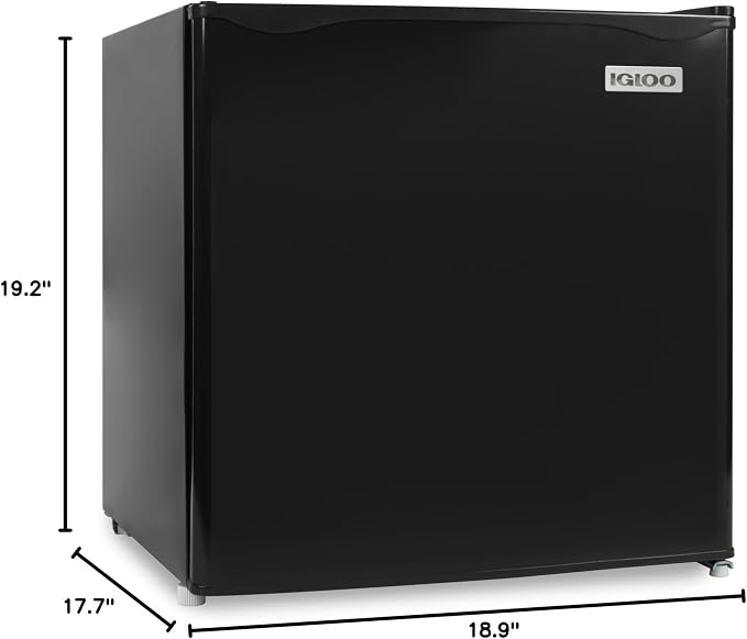 Igloo 1.6 Cu.Ft Mini Fridge with Freezer- Single Door Compact Refrigerator with Glass Shelves for Homes, Dorms & Offices- Keep Snacks, Drinks & Frozen Foods Cool with Temperature Control Fridge- Black - Image 9