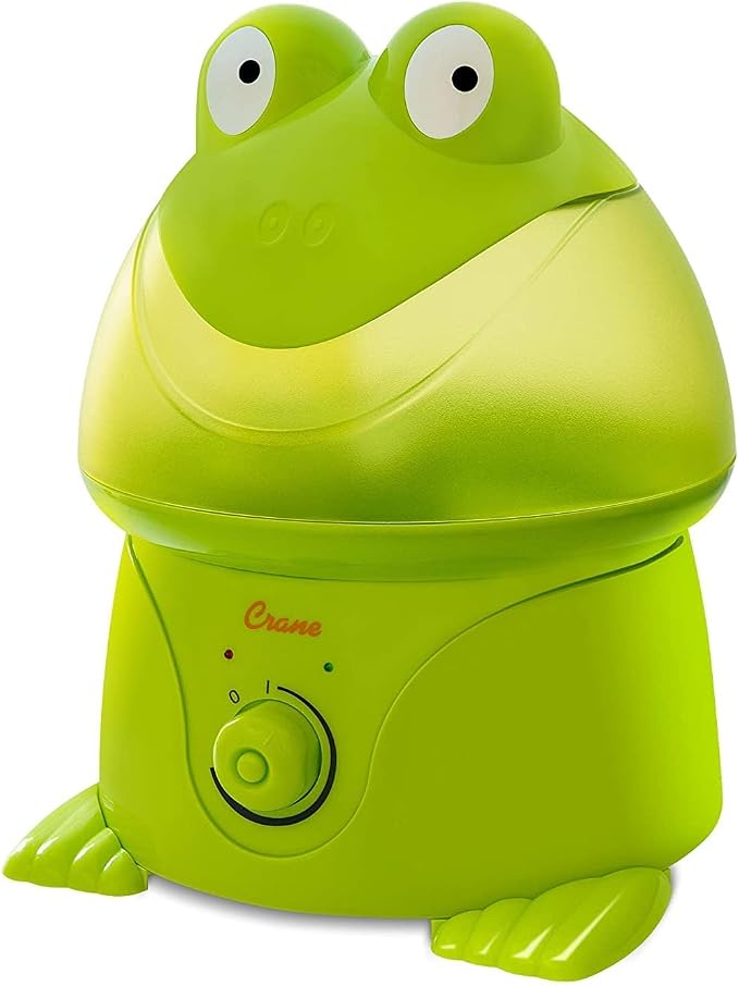 Crane Ultrasonic Cool Mist Animal Humidifier for Kids Bedroom and Nursery, 1 Gallon Easy Clean, Adjustable Settings, Frog Humidifier by Crane