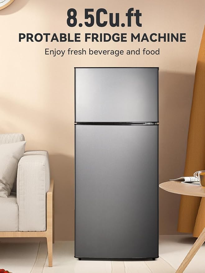 Cucina Magica 8.5 cu.ft Dual-Door Apartment Refrigerator with Freezer and Adjustable Thermostat - Slide-Out Glass Shelves for Dorms, Offices, RVs, and Homes - Image 2