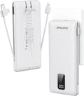 charmast Portable Charger with Built-in Cables and Plug, 10000mAh USB C Power Bank Fast Charging, External Battery Pack Slim, Travel Essentials Compatible with iPhones, Samsung Galaxy, iPad by Charmast