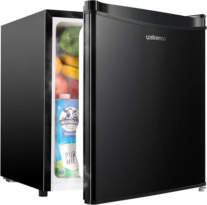 Upstreman 1.7 Cu.ft Mini Fridge with Freezer, Black-FR17 | Dorm Essentials, Adjustable Thermostat, Energy Saving, Low Noise, Compact Refrigerator for Dorm, Office, Bedroom by StartUpLiveBetter