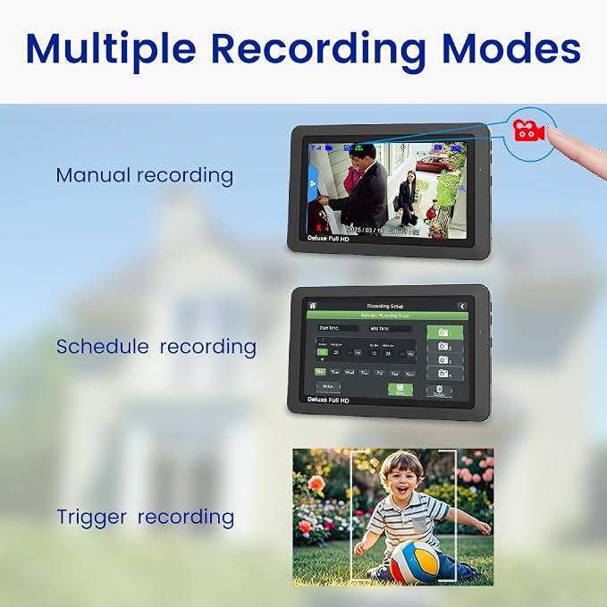 CasaCam Wireless Security Camera System Deluxe | 7" Touchscreen Monitor & 2 - Image 8