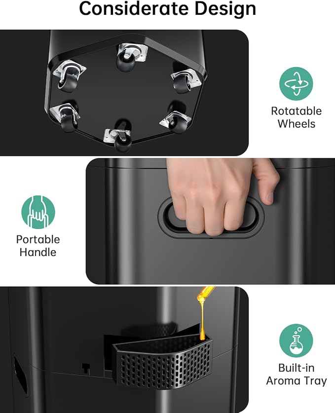 5Gal Humidifiers for Bedroom Large Room up to 2800ft², APP/Remote Control, 60H Supersized Cool Mist Humidifier with Auto 180°Mist Tube, 24H Timer, Top Fill Humidifiers for Home Office Plants - Image 9