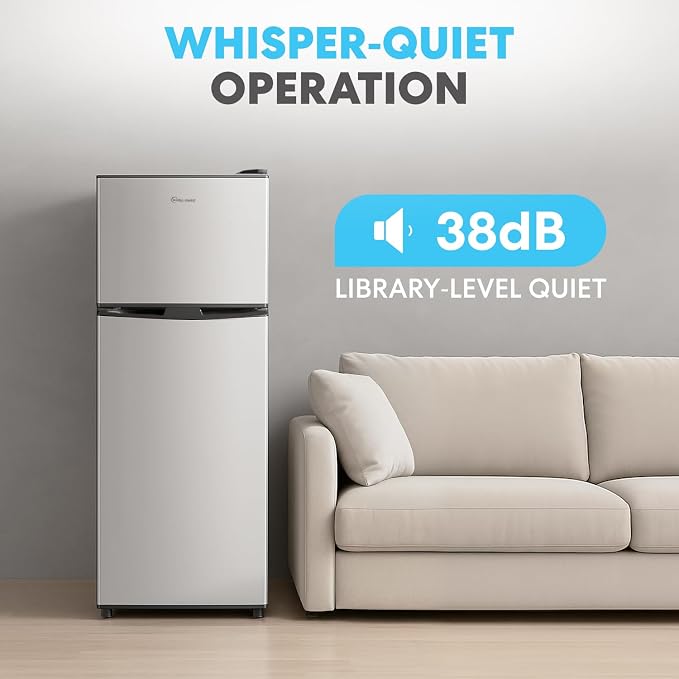 Simpli-Magic 4.0 Cu.Ft. Mini Fridge with Freezer – Compact Double Door Refrigerator for Dorm, Office, Bedroom – Adjustable Thermostat, Energy Efficient, Stainless Steel - Image 7