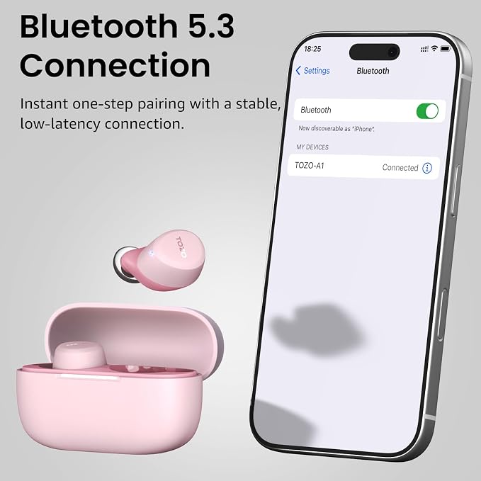 TOZO A1 Wireless Earbuds Bluetooth 5.3 Light Weight in Ear Headphones | IPX5 Waterproof, 2 Mics for AI Calls, Immersive Premium Sound Bass Ear buds with Charging Case, 32 Presets EQ via TOZO App - Image 9