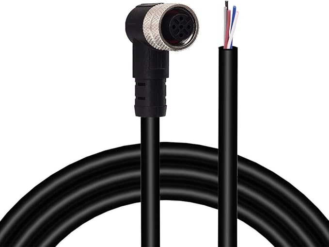 M12 Female 5 Pin Right Angle 6.5Ft/2M Connector Aviation Link Cable by Lonlonty