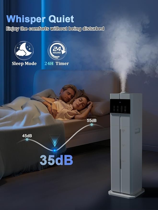 9L/2.4Gal Smart Cool Mist Humidifier, Top Fill Quiet Humidifier Large Room, Covers 550ft², App & Remote Control, 60H Runtime, 7 Colors Light, 4 Mist Modes Humidifiers for Bedroom, Office, White - Image 6