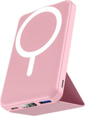 podoru for Magsafe Battery Pack, Foldable 10000mAh Magnetic Power Bank with USB-C Cable LED Display 22.5W PD Fast Charging Wireless Portable Charger for iPhone 17/16/15/14/13/12 Series-Pink by PodoruPowerBank