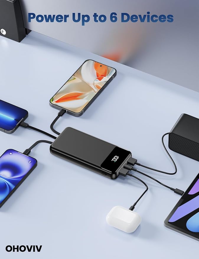 Portable Charger, 50000mAh Power Bank with Built in Cables, 22.5W Fast Charging Battery Pack, Portable Phone Charger for Travel Camping Essential,PowerBank Compatible with iPhone 17/16/15/14-Dark - Image 8
