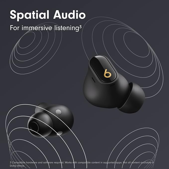Beats Studio Buds + | True Wireless Noise Cancelling Earbuds, Enhanced Apple & Android Compatibility, Built-in Microphone, Sweat Resistant Bluetooth Headphones, Spatial Audio - Black/Gold | Includes charging case, USB-C cable and extra eartips for char... - Image 7