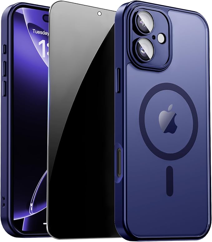 for iPhone 16 Case with Privacy Screen Protector and Camera Protection by ZOZDOKG