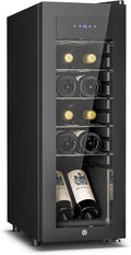 Feelfunn 12 Bottle Wine Cooler Refrigerator - Small Wine Fridge for Red, White, Champagne, Freestanding Wine Cellar with Glass Door & Digital Temperature Control for Home Bar, Office by Feelfunn