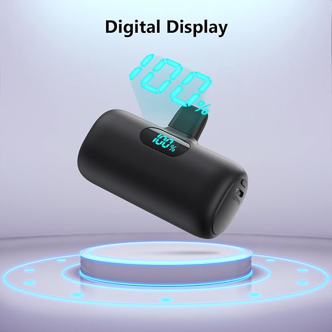 [2-Pack]Mini Portable Charger for iPhone,Upgraded 5000mAh PD Fast Charging Battery Pack,LCD Display Cute Power Bank Portable Phone Charger for iPhone 14/14 Pro Max/13/13 Pro/12 Pro/11/XS/XR/X/8/7 - Image 5