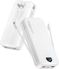 Portable Charger, 20000mAh PD20W USB C Power Bank Fast Charging with Built-in Cables & Wall Plug, External Battery Pack with LED Display, Travel Essentials Battery Bank for iPhone iPad Samsung White by CITICR