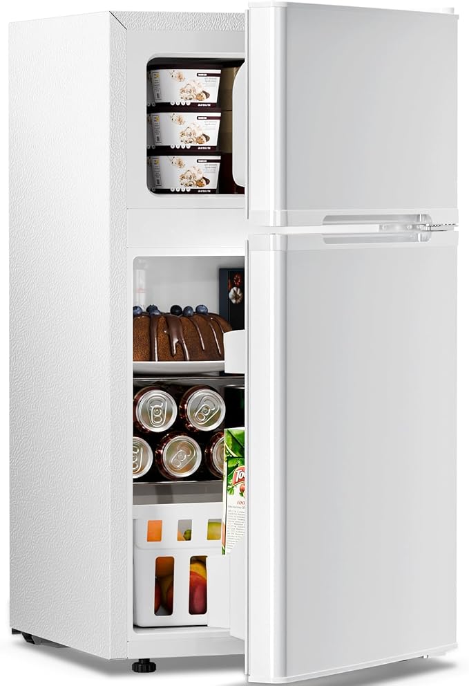 Antarctic Star 3.1 Cu.Ft.Compact Refrigerator with Freezer,Mini Fridge 2-Door with Adjustable Removable Shelves,For kitchen/Apartment/Dorm/Office,WHITE by AntarcticStar