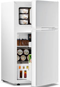 Antarctic Star 3.1 Cu.Ft.Compact Refrigerator with Freezer,Mini Fridge 2-Door with Adjustable Removable Shelves,For kitchen/Apartment/Dorm/Office,WHITE by AntarcticStar