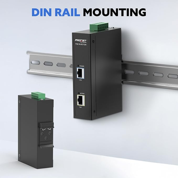 PROCET 10 Gbps PoE+ Gigabit Injector Din Rail, 30W Industrial Boost PoE Adapter - Image 7