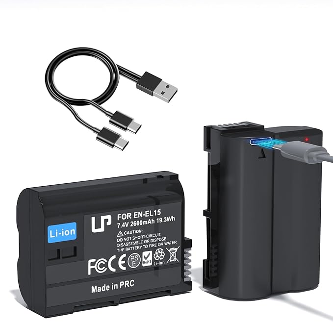 LP EN-EL15C Battery 2-Pack 2600mAh USB-C Fast Charging by LP