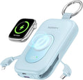 RORRY Portable Charger, 20000mAh PD 30W Portable Charger Power Bank with 2 Built-in Cables, Super Fast Charging Battery Pack with Keychain, Travel Essentials for iPhone, Apple Watch, iPad, Sky Blue by RORRY