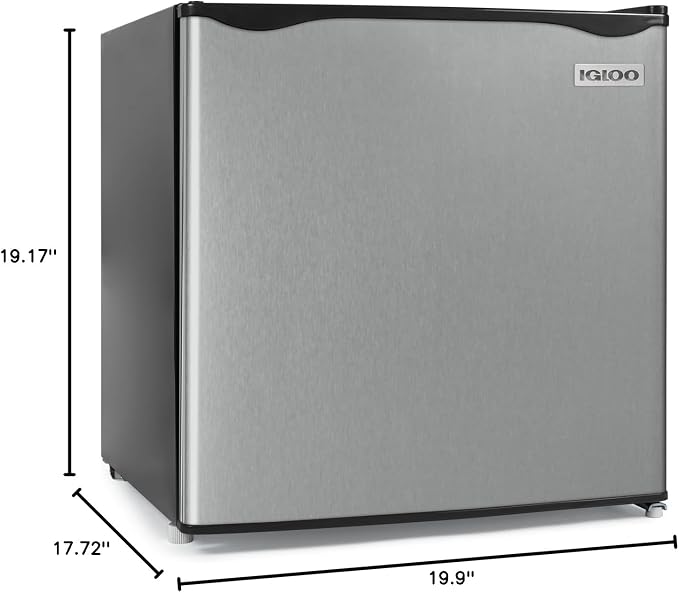 Igloo 1.6 Cu.Ft Mini Fridge with Freezer - Single Door Compact Refrigerator with Glass Shelves for Homes, Dorms & Offices - Keep Drinks & Frozen Foods Cool with Temperature Control Fridge - Platinum - Image 6