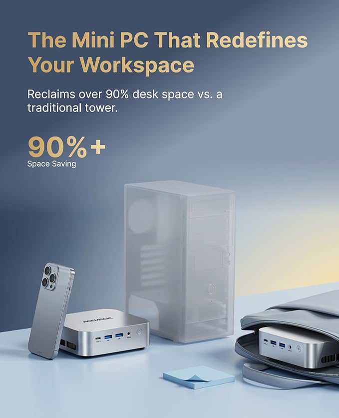 ACEMAGIC K1 Mini PC R2544 8GB DDR4 256GB SSD Mini Computers 28W 4K | Ryzen Micro Desktop PC 4K Triple Display/WiFi/VESA for Home Office Business Education, Preinstalled WIN11 Pro - Image 5
