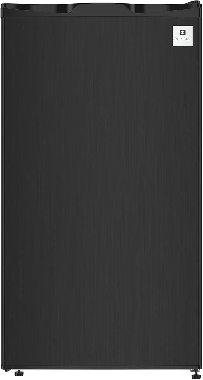 ARCTIC CHEF ACFR335, 3.2 Cu Ft Compact Design Mini Fridge with Freezer, Stainless, Black SS by ARCTICCHEF