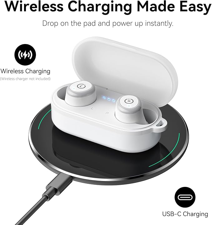 TOZO T10 Wireless Earbuds Powerful Bass Stereo Wireless Charging, APP, IPX8 | Waterproof, 55H Playtime, Ergonomic Design In Ear buds, App Customize EQ, Bluetooth 5.3 Headphones for Work, Travel, White - Image 7