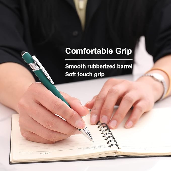 Oddmoal Ballpoint Pen with Stylus Tip, Soft Touch Click Metal Pen, 1.0mm Medium - Image 4